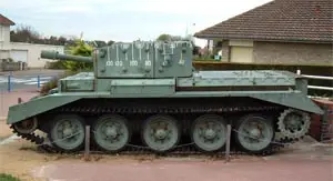 The Centaur tank facing Café Gondrée (Bénouville)