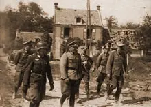 Generaloberst Dollmann (centre) inspects the Merville Battery on the 25th May 1944. On the far right is Oberleutnant Raimund Steiner, the commander of the Battery. At the time that the 9th Battalion attacked, Steiner was at an observation post on the beach.