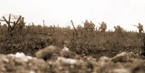 Wiltshire Regiment attack near Thiepval. Q1142: Photograph courtesy of the Imperial War Museum, London.