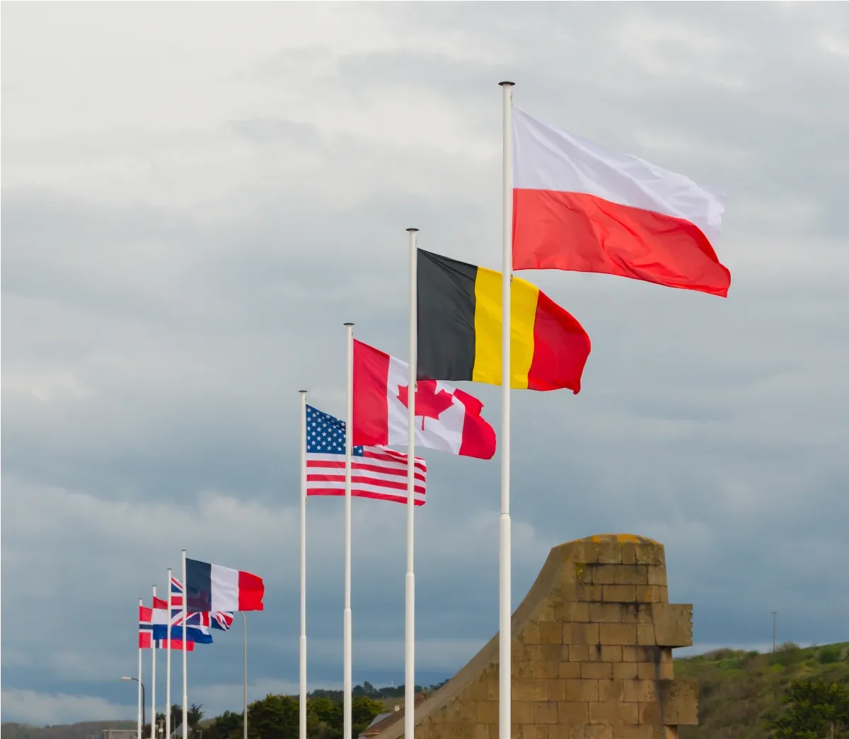 Omaha Beach Allied Flags