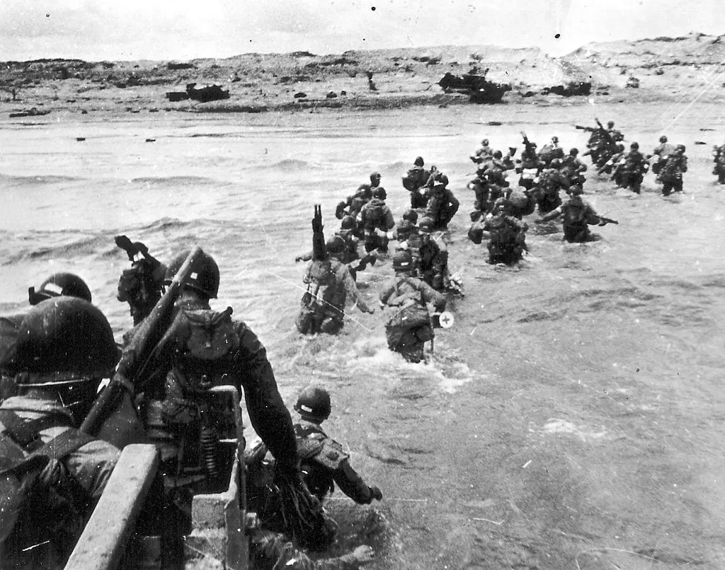 Utah beach landing, archive image